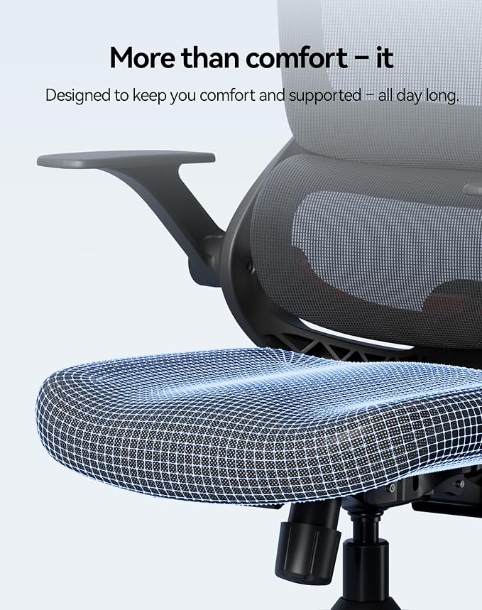 SIHOO B100 SE Office Chair, Soft Memory Foam Desk Chair with Adaptive Lumbar Support & 2D Flip-up Armrests, 135° tilt Computer Chair for Home Office, Black