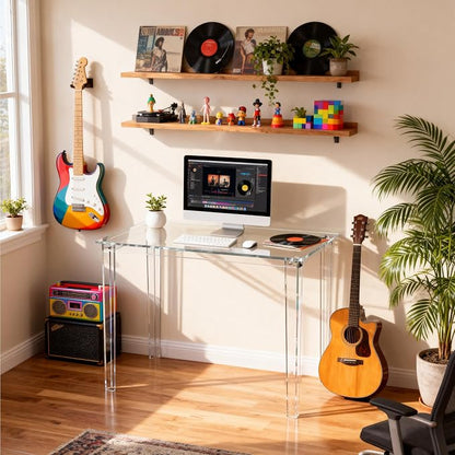 Acrylic Desk, Clear Modern Writing Table for Home Office (clear, Small)