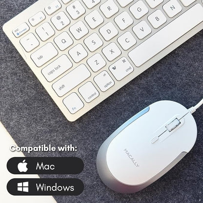 Macally USB Wired Keyboard and Mouse Combo for Mac and PC - Save Space with a Compact Small Apple Keyboard and Mouse for MacBook Pro/Air, iMac Mini/Pro