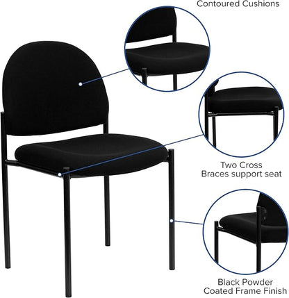 Flash Furniture Tania Comfort Black Fabric Stackable Steel Side Reception Chair