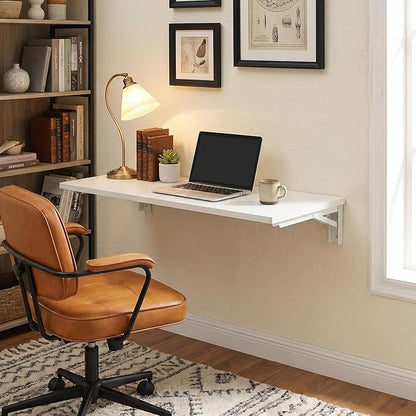 Need Fold Down Wall Mount Desk Heavy Duty Small Folding Wall Table Length 36" Width 20" Perfect Addition to Home Office/Laundry/Home Bar/Kitchen & Dining Room AC15DW(9050)
