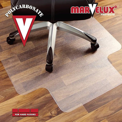 Marvelux Heavy Duty Polycarbonate Office Chair Mat for Hardwood Floors 36" x 48", Clear Hard Floor Protector Mat, Lipped Shaped Floormat for Under Office Desks, Shipped Rolled