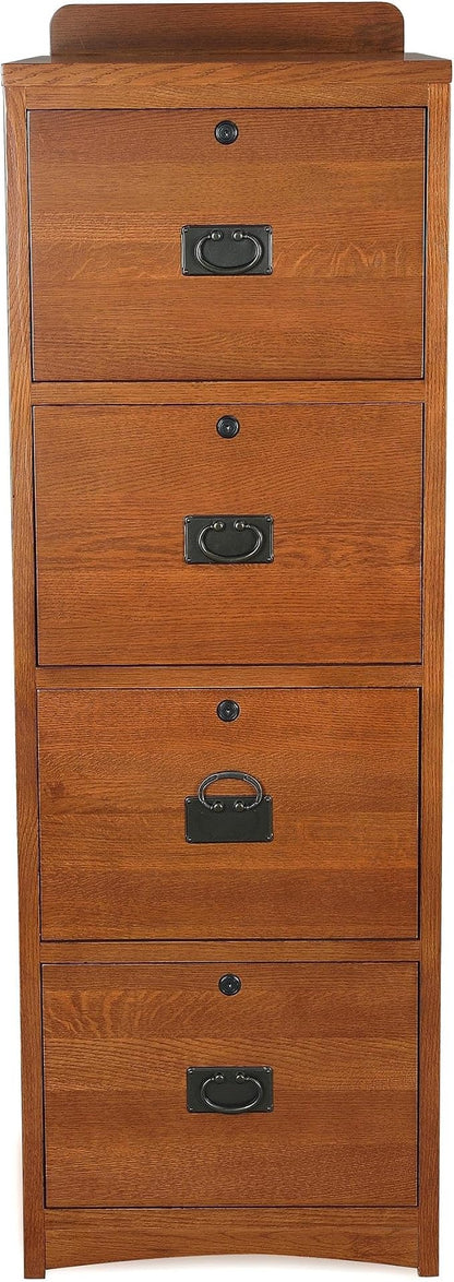 Crafters and Weavers Mission Oak 4 Drawer File Cabinet Office Cabinet