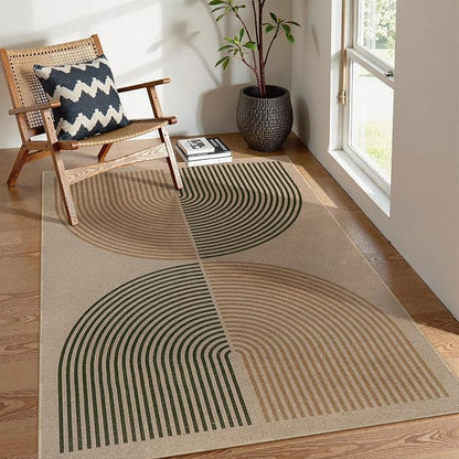 Lahome Enfys Modern Rainbow Easy Jute Rug, 4x6 Washable Rugs for Entryway Office Farmhouse Kitchen Mats for Floor, Contemporary Non Slip Floor Carpet for Backyard Sunroom Living Room Bedroom
