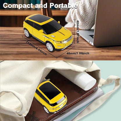 Car Mouse Mini Small Cool SUV Car Shaped Wireless Mouse Portable 2.4GHz Optical Cordless Mice with USB Receiver 3 Buttons for Office School Travel for Laptop PC Desktop Computer Gift ( Yellow-1 Pack)