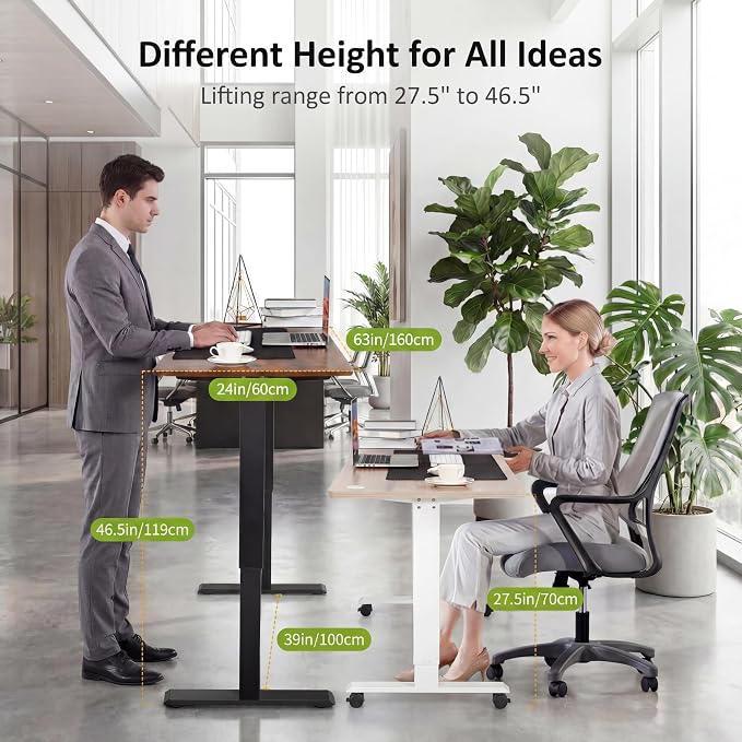 farexon Electric Standing Desk 63 x 24In with Power Outlets,Rolling Stand up Desk with Mouse Pad,Wheels，2 USB Ports & 3 Power Outlets, 4 Caster, 4 Preset Heights Easy to Set for Home Office(Brown)