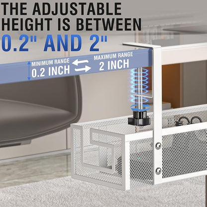 Under Desk Cable Management Tray, 15.75" No Drill Cable Management White, | Heavy Duty Metal Cord Organizer for Standing/Gaming Desk, Cable Management Under Desk Tray for Home and Office
