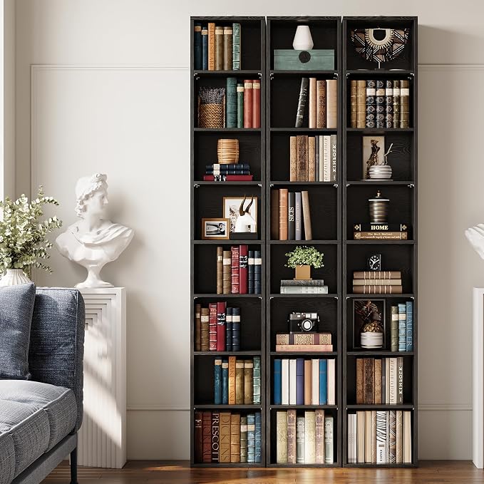 IRONCK Tall Narrow Bookshelf 8 Tiers, Compact Corner Bookcase, Floor Standing Display Storage Shelves 71 in Tall, Easy to Match for Living Room, Office, Study, Bedroom