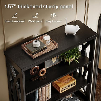 Tribesigns 6-Tier Bookshelf, 71 Inches Tall Freestanding Bookcase, Large Industrial Bookshelves Display Shelves, Wooden Book Shelf for Home Office, Living Room, Bed Room, Black, 2pcs