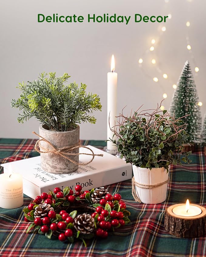 Velener 4 Pack Small Fake Plants Potted Eucalyptus Plants for Home Decor, Boxwood Artificial Plants Indoor, for Bathroom Bedroom Kitchen Office Farmhouse Room Shelf Decor