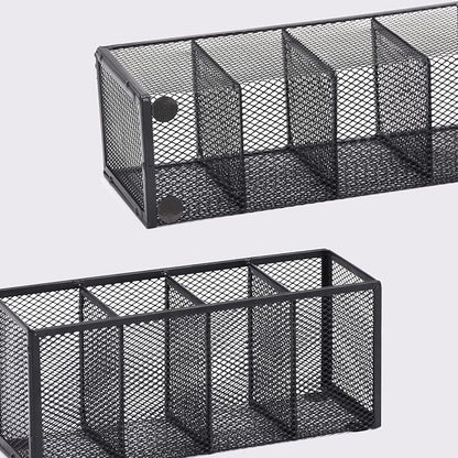 Black Mesh Pen Holder, Metal Desk Organizer Desktop Stationery Office Supplies Acessories Storage Stand, 4 Compartments Pencil Organizer Brushes Holder for Home School Classroom Teachers