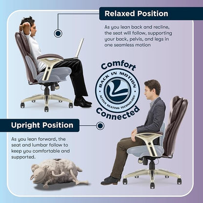 Serta Claremont Executive Office Chair with Back-In-Motion Technology, Ergonomic Mid-Back with Pivot Lumbar Support & Seat, Plush Cushion, Body Pillows, Adjustable Arms, Bonded Leather, Chestnut Brown