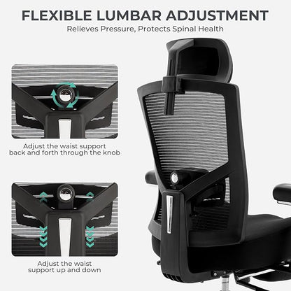 Big and Tall Office Chair 700lbs with Ergonomic W Wide Thick Seat Cushion, Oversized Mesh Desk Chair with Adjustable Lumbar for Heavy People, Computer Chair with 4D Armrest Headrest