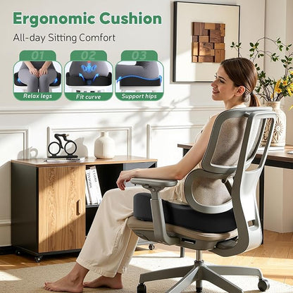 Benazcap Memory Foam Seat Cushion, Ergonomic Office Chair Pressure Relief | Premium memory foam cushion with breathable cover, ergonomic design for office chairs, cars, wheelchairs.