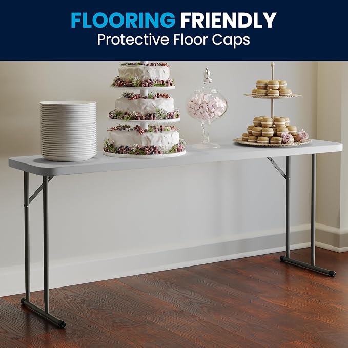 Flash Furniture Kathryn 10 Pack 6-Foot Rectangle Granite White Plastic Folding Training/Seminar Table