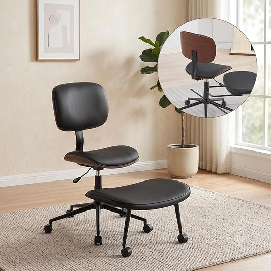 Criss Cross Legged Meditaion Chair,Exquisite Home Office Furniture,Ergonomic Kneeling with Lumbar Support and Adjustable Height Stool,for ADHD Adults,Teddy Fabric (Black