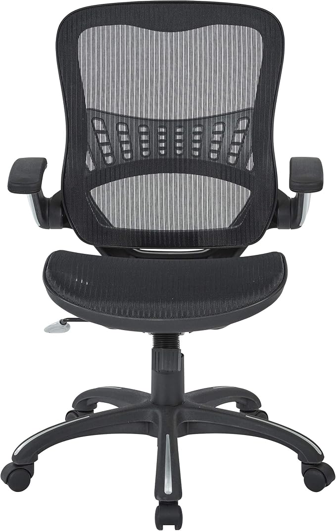 Office Star Riley Ventilated Manager's Office Desk Chair with Breathable Mesh Seat and Back, Black Base with Black