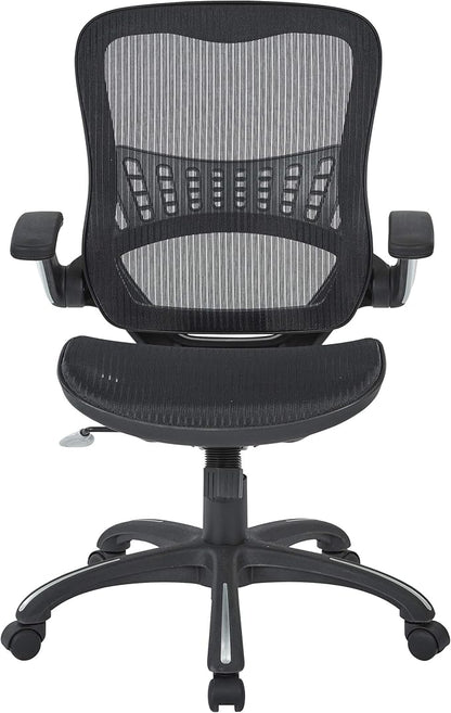 Office Star Riley Ventilated Manager's Office Desk Chair with Breathable Mesh Seat and Back, Black Base with Black
