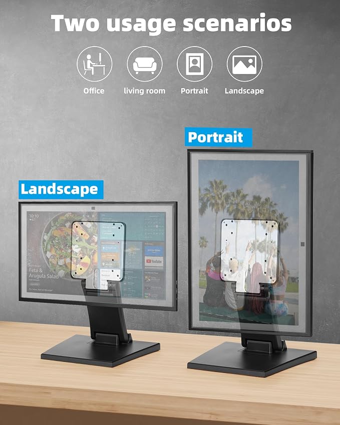 WEARSON Mount Stand for Amazon Alexa Echo Show 15 (1st, 2nd Gen), Tilt, and Rotate Stand Made for Amazon Echo Show 15 Vesa Monitor Stand Adjustable Echo Show 15 Mount, Vesa 75*75 100*100 Black
