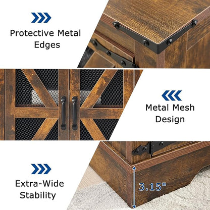 Farmhouse End Table Set with Charging Station, Brown Living Room Tables with Hidden Storage, Rustic Brown Wood Furniture for Home and Office
