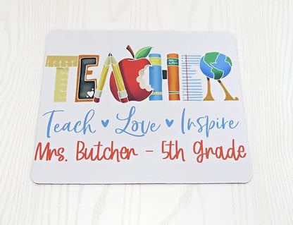 Personalized Mouse Pad Teacher Gift - Mousepad Appreciation Thank You Present - Custom End of School Year