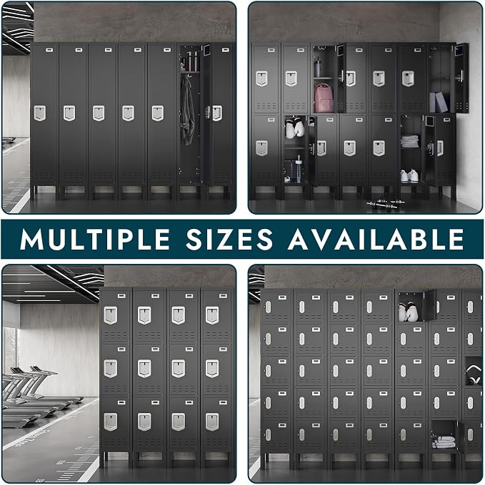 BUTISOW Metal Lockers - 66" Height Steel Lockers for Employees with 5 Door Storage Locker with Card Slot for Employees Gym School Home Office Garage - Assembly Required