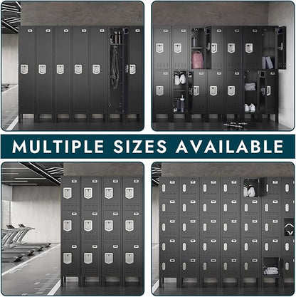 BUTISOW Metal Lockers - 66" Height Steel Lockers for Employees with 5 Door Storage Locker with Card Slot for Employees Gym School Home Office Garage - Assembly Required