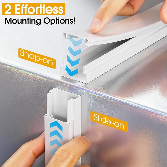 Wire Covers for Cords on Wall, 212.6in Cord Hider Wall, Cord Covers for 2-3 Wires on Wall, Paintable Cable Hider Raceway, Easier Set-up Wire Hider, Self-Adhesive Cable Cover, W0.95 H0.55in, White