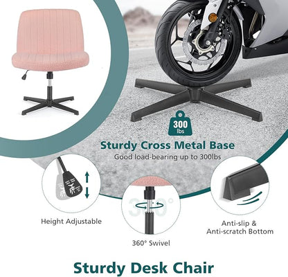 OLIXIS Criss Cross Chairs Legged Armless No Wheels Wide Seat Height Adjustable Swivel Rolling Padded Furry Cute Home Office Desk Seating for Bedroom, Student, Study Room