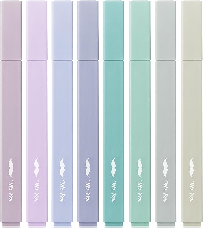 Mr. Pen- Aesthetic Highlighters No Bleed, 8 Pack, Pastel Colors, Chisel Tip | Cute Highlighters Assorted Colors for Journaling, Highlighting, Underlining, Fast Dry, Back to School Supplies