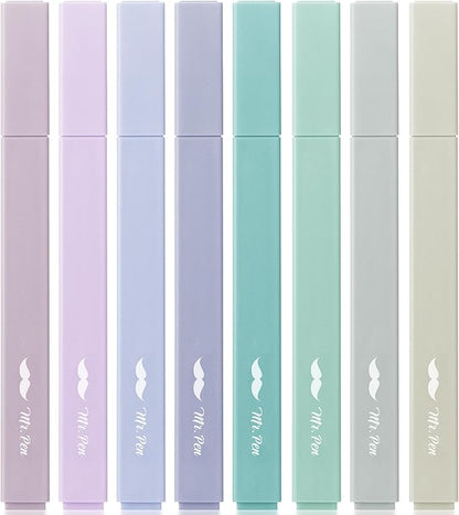 Mr. Pen- Aesthetic Highlighters No Bleed, 8 Pack, Pastel Colors, Chisel Tip | Cute Highlighters Assorted Colors for Journaling, Highlighting, Underlining, Fast Dry, Back to School Supplies