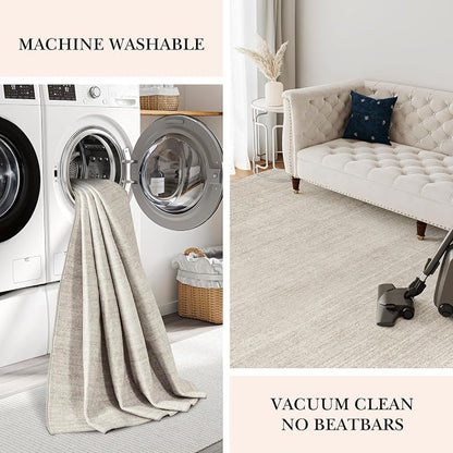 Valenrug Washable Rugs 2x3 - Stain Resistant 2x3 Entryway Area Rugs for Living Room, Non Slip Backing Large Area Rugs for Bedroom, Folable Door Mat (2'x3', Beige)