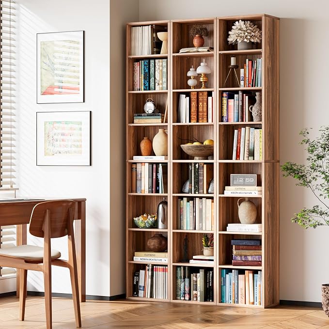 IRONCK Tall Narrow Bookshelf 8 Tiers, Compact Corner Bookcase, Floor Standing Display Storage Shelves 71 in Tall, Easy to Match for Living Room, Office, Study, Bedroom