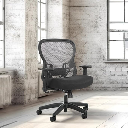 Space Seating 529 Series Deluxe R2 SpaceGrid Mesh Back and Memory Foam Seat, 2-to-1 Synchro Tilt Control, Adjustable Tilt Tension, Lumbar Support and Flip Arms Office Chair, Black