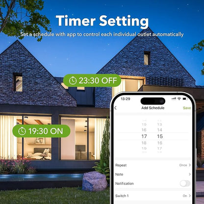 Outdoor Smart WiFi Plug, HBN Heavy Duty Wi-Fi Timer with Two Grounded Outlet, Wireless Remote Control by App Compatible with Alexa and Google Home Assistant 2.4 GHz Network only, ETL Listed (2 Pack)