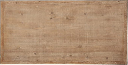 Kate and Laurel Wyldwood Farmhouse Wooden Desk; 46 x 24 x 30; Brown and White; Rustic Carved Wood Computer Desk for Functional and Stylish Home Office Decor