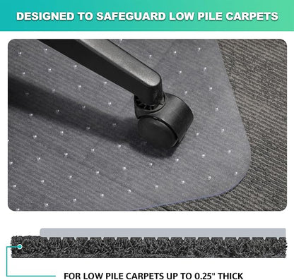 Thickened Chair Mat for Carpet- Low Pile Carpet Protector for Office Computer Desk Chair. Heavy Duty Desk Chair Mat for Carpeted Floors. Clear (Rectangular, 3mm Thick- 48x36)