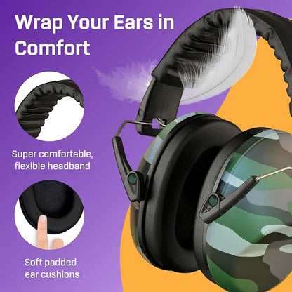 Vanderfields - Hearing Protection Ear Muffs - Over 31 dB (2K Hz) Broad Noise Cancelling Sound Reduction - Adults & Teens