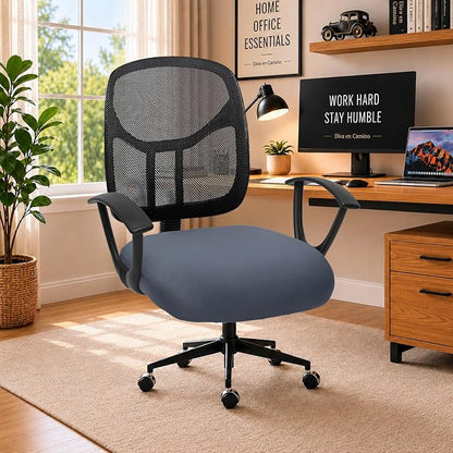 DIVA EN CAMINO DEC Stretchable Desk Office Chair Seat Cushion Covers - Universal Spandex Computer Chair Slipcover - Removable Washable Cushion Protectors for Dogs, Cats, Pets, Dark Gray