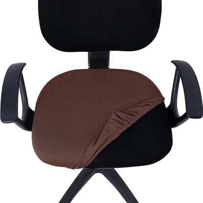 Smiry Stretch Jacquard Office Computer Chair Seat Covers, Removable Washable Anti-dust Desk Chair Seat Cushion Protectors - Light Chocolate