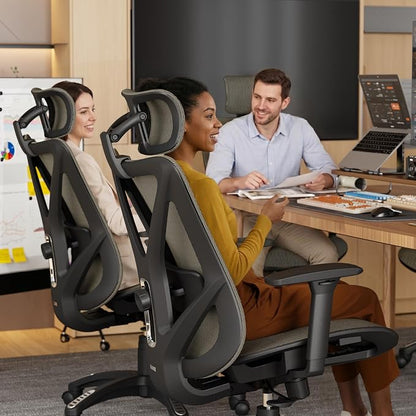 ELABEST T23 Ergonomic Mesh Office Chair, High Back Computer Desk Chair, Breathable AirMesh with Dual-Move Lumbar Support, 3D Armrests & Headrest, Tilt Lock, Big and Tall for Home Office (Mocha)