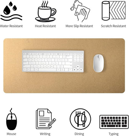 Bloss Leather Desk Mat, Gold Mouse Pad, Non-Slip/Waterproof Desk Pad, Desk Matt for Desktop, Desk Pad Mat for Office Work/Home - Copper Gold(27.6 x 13.8 Inches)