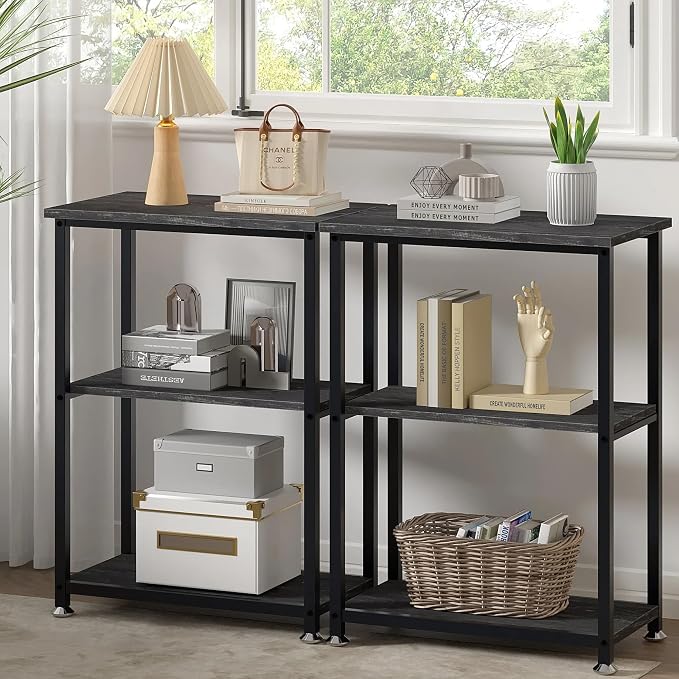 VECELO Tall End Side Table,30" Height Nightstand with 3-Tier Storage Shelf for Living Room Bedroom Office Hallway Study