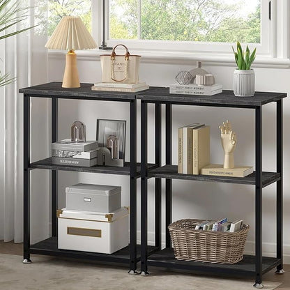 VECELO Tall End Side Table,30" Height Nightstand with 3-Tier Storage Shelf for Living Room Bedroom Office Hallway Study