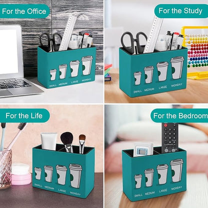 Niapessel Pencil Holder for Desk, Funny Coffee Cup Design Pen Holder Storage Desktop Pen Organizer Desk Pencil Organizer Makeup Brush Holder for Office School College Leather