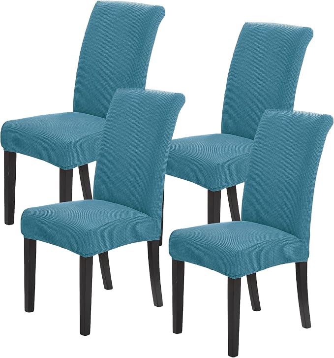 Stretch Chair Covers for Dining Room Set of 4, Removable Washable Dining Room Chair Covers, Dining Chair Slipcovers Seat Protector, Great Decoration for Home and Banquet (Dusty Blue, 4 Pack)