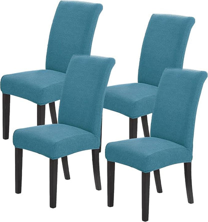 Stretch Chair Covers for Dining Room Set of 4, Removable Washable Dining Room Chair Covers, Dining Chair Slipcovers Seat Protector, Great Decoration for Home and Banquet (Dusty Blue, 4 Pack)