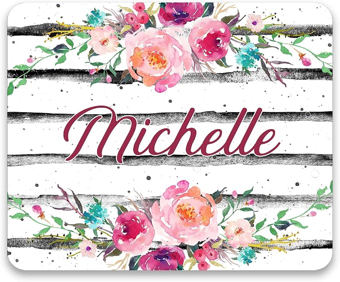 Floral mouse pad Personalized Floral Office decor desk accessory gift for co-worker appreciation Cloth Mousepad shiplap