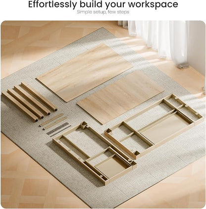 EUREKA ERGONOMIC 63 Inch L Shaped Desk with Drawers, Large Executive Computer Corner Table Dual Monitor, Wood Furniture Work Desk for Home Office Study Craft Writing, Oak, Left Side