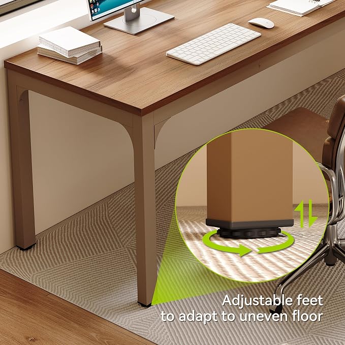 LITTLE TREE 78.7-Inch Ultra Long Double Desk, Writing Gaming Work Computer Two-Person Desk for Home Office, Walnut